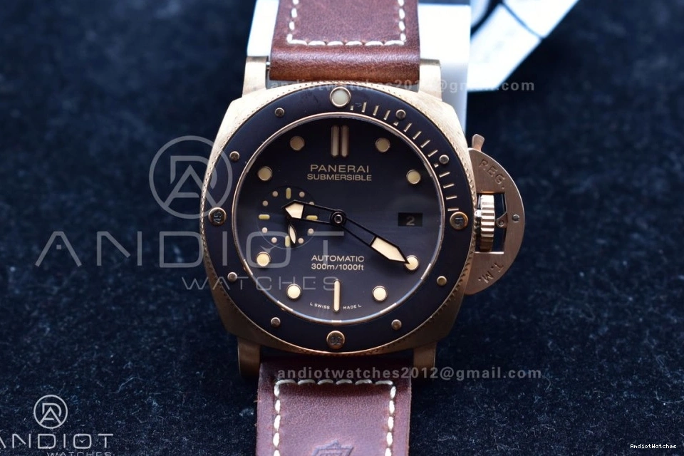 and on Strap 995 V Brown Brown Best P.9010 VSF Clone Bezel Bronzo PAM968 Calfskin Ceramic Dial Edition SunProtective 1:1 0429